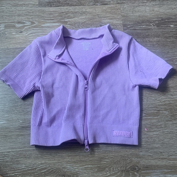 Forever 21 refuge purple zip up cropped - Picture 2 of 4